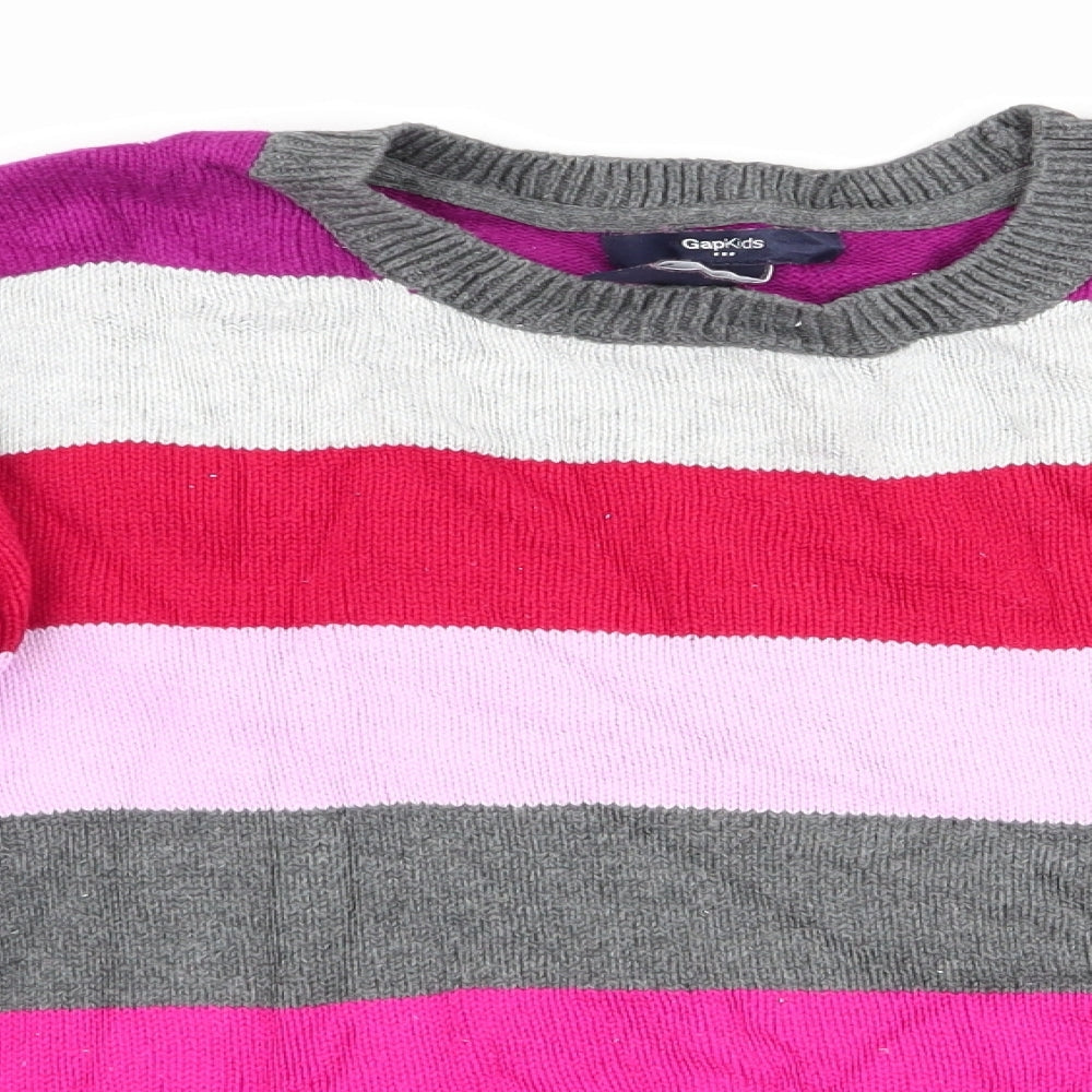 Gap Girls Pink Striped  Pullover Jumper Size 8-9 Years