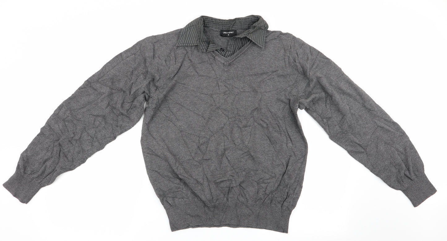 Urban Spirit Mens Grey   Pullover Jumper Size S  - Faux collar