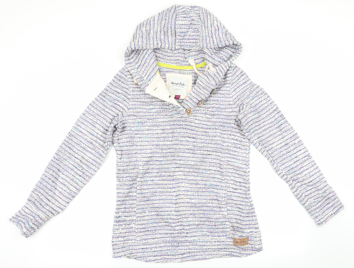 Weird Fish Womens Purple Striped  Pullover Hoodie Size 10