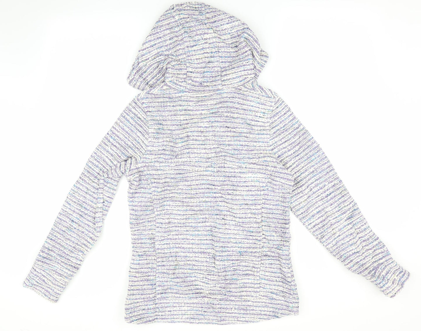 Weird Fish Womens Purple Striped  Pullover Hoodie Size 10