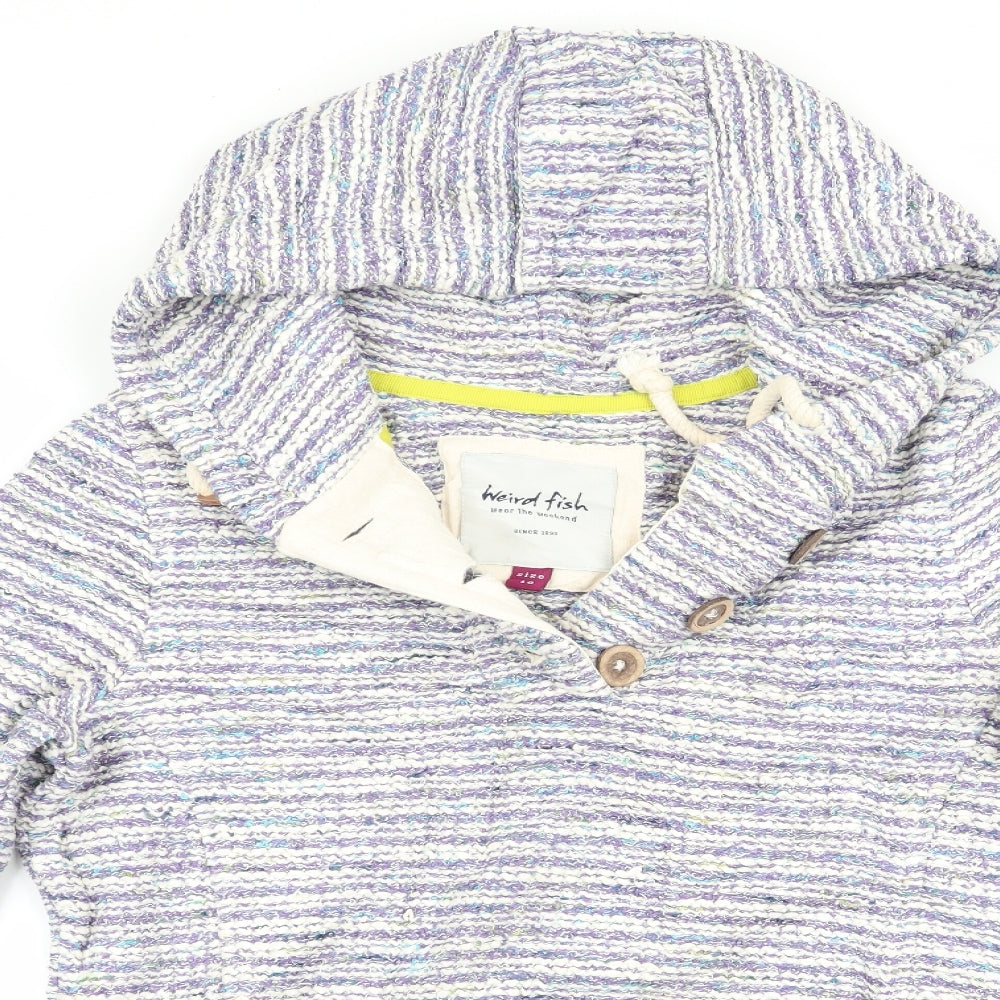 Weird Fish Womens Purple Striped  Pullover Hoodie Size 10