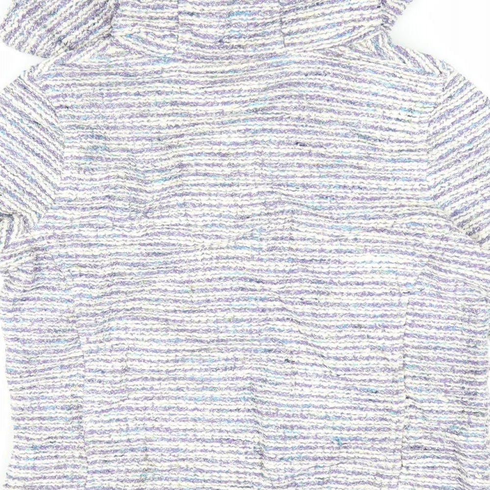 Weird Fish Womens Purple Striped  Pullover Hoodie Size 10
