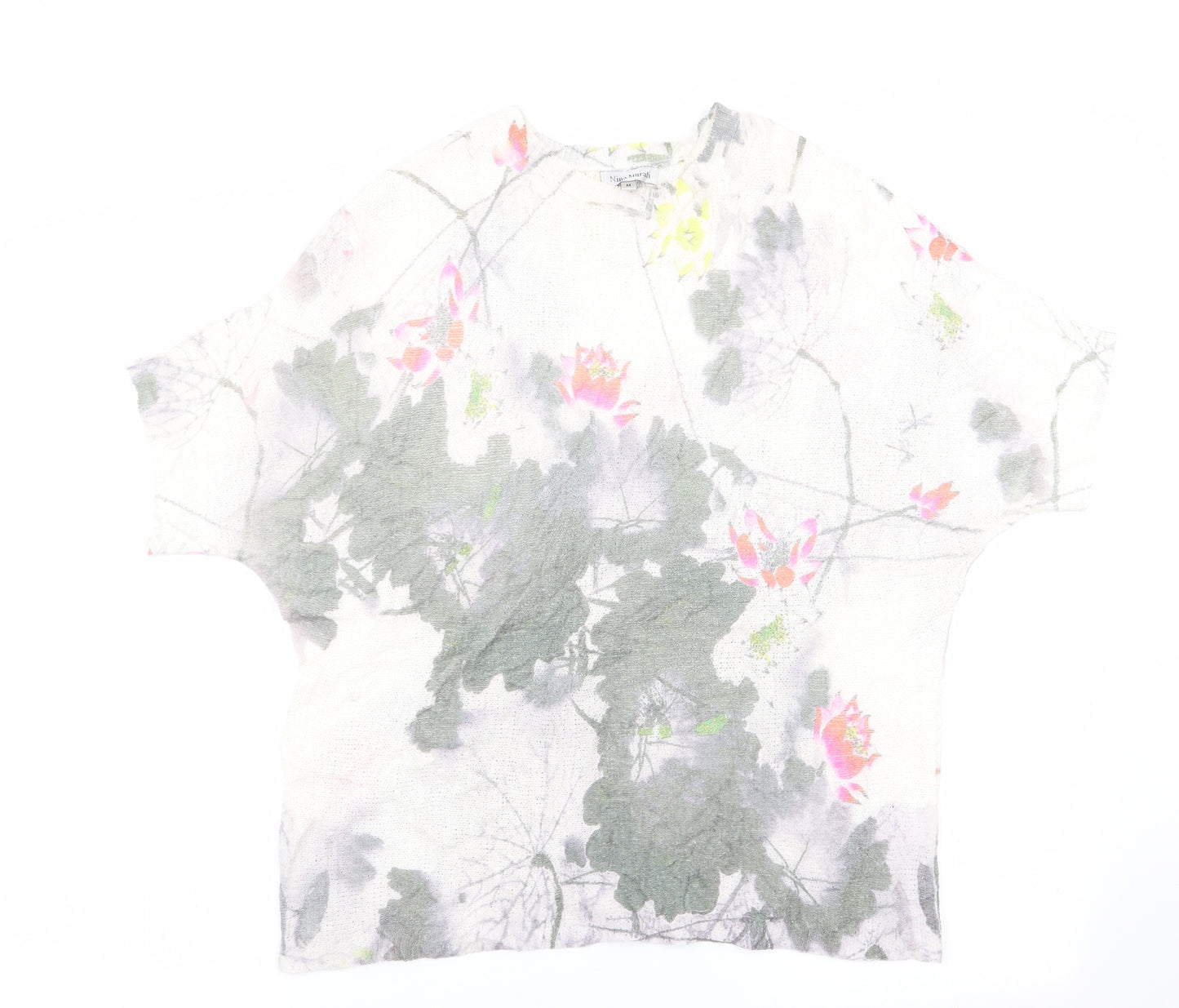 Nina Murati Womens Ivory Floral  Pullover Jumper Size M
