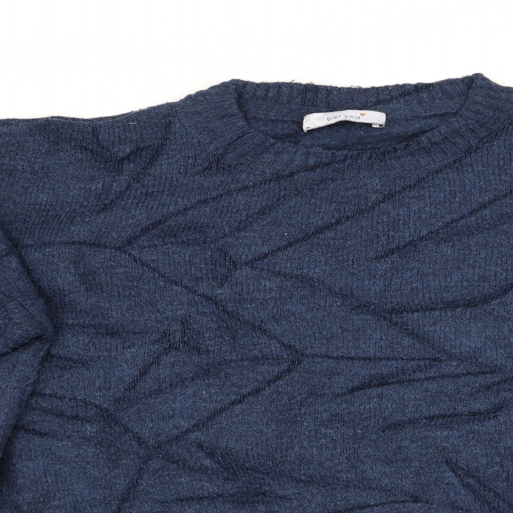 Per Una Womens Blue Floral  Pullover Jumper Size 14  - Faux Shirt Hem