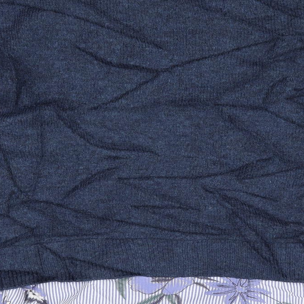 Per Una Womens Blue Floral  Pullover Jumper Size 14  - Faux Shirt Hem