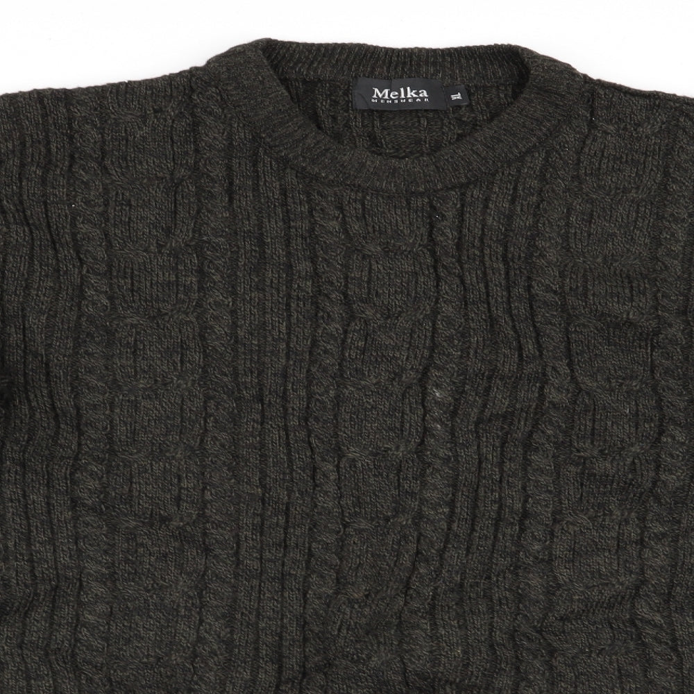 Melka Menswear Mens Green Geometric  Pullover Jumper Size XL