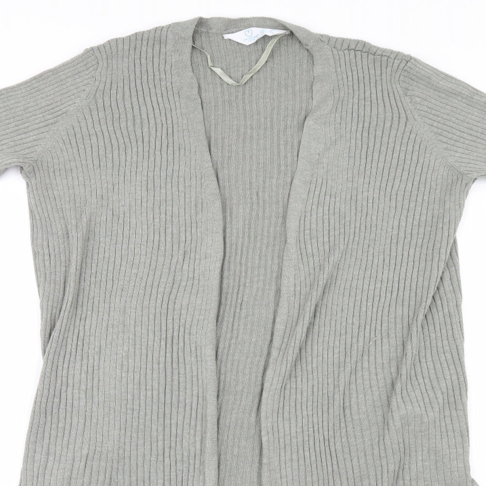 Primark Womens Grey Striped  Cardigan Jumper Size 10