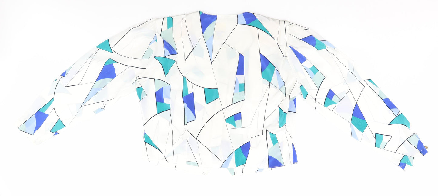 Yessica Womens White Geometric  Basic Button-Up Size 14