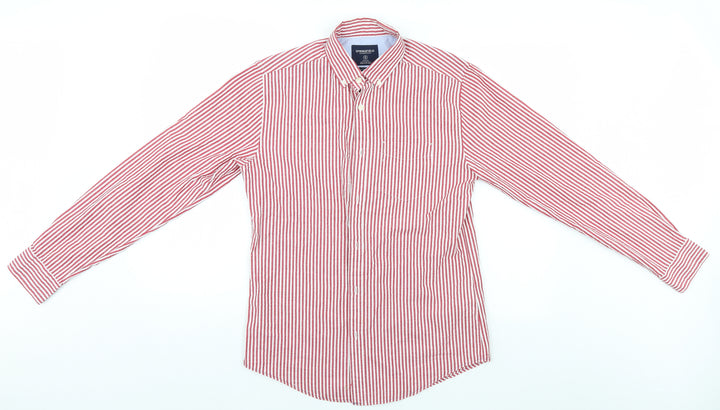 Springfield Mens White Striped Button-Up Size S
