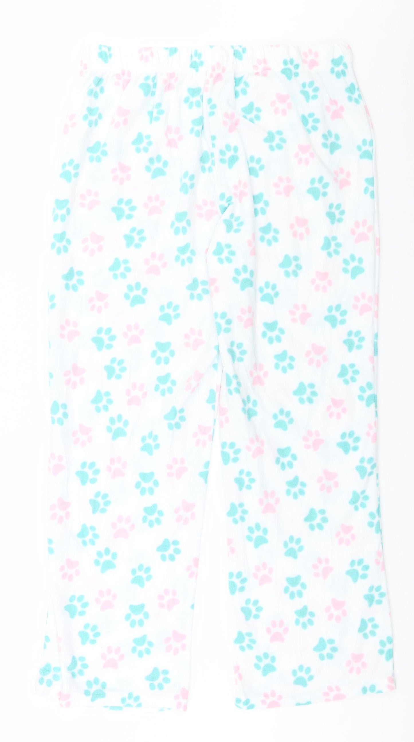Preworn Womens White Animal Print   Pyjama Pants Size L  - Pawprints