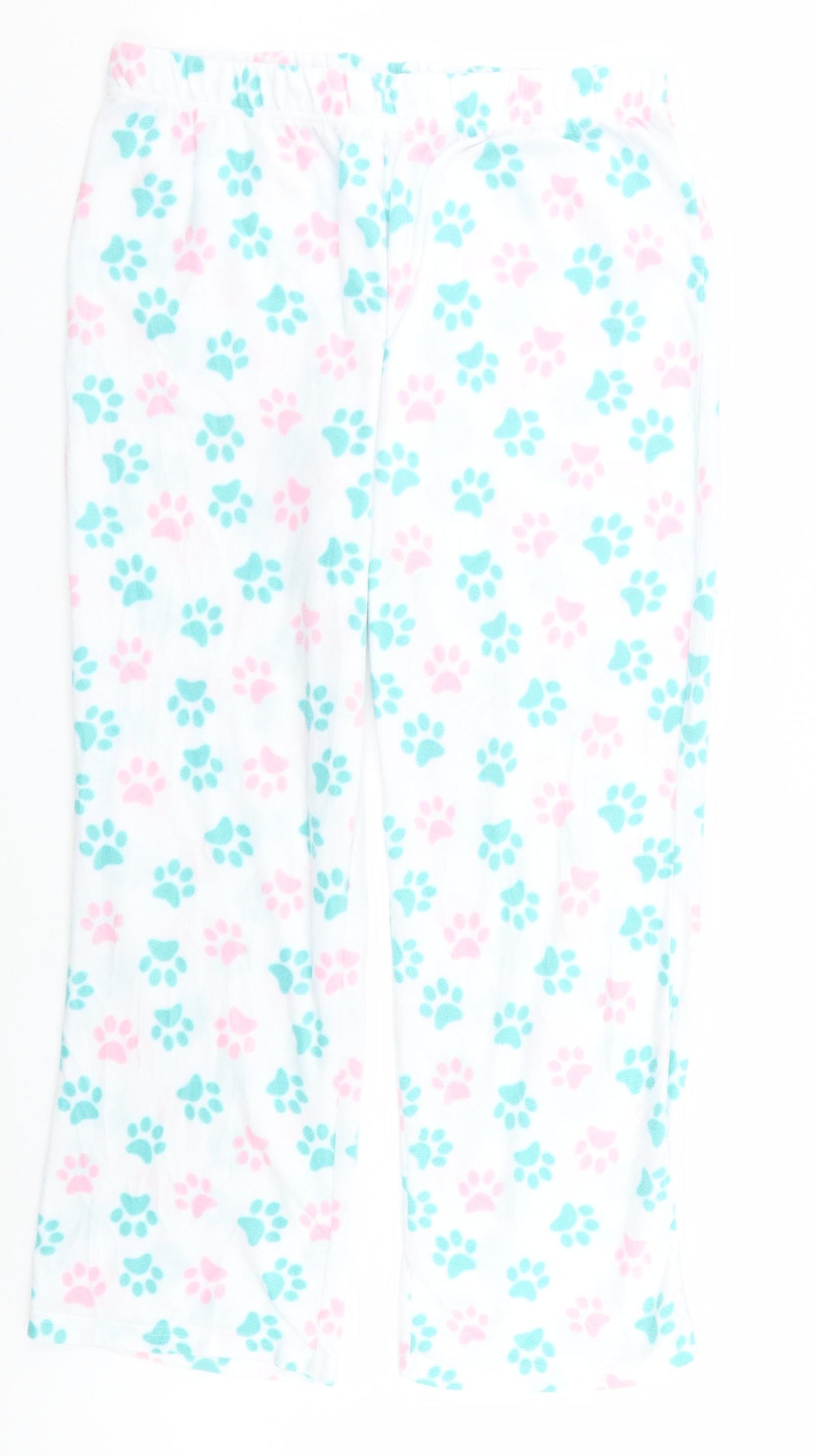 Preworn Womens White Animal Print   Pyjama Pants Size L  - Pawprints