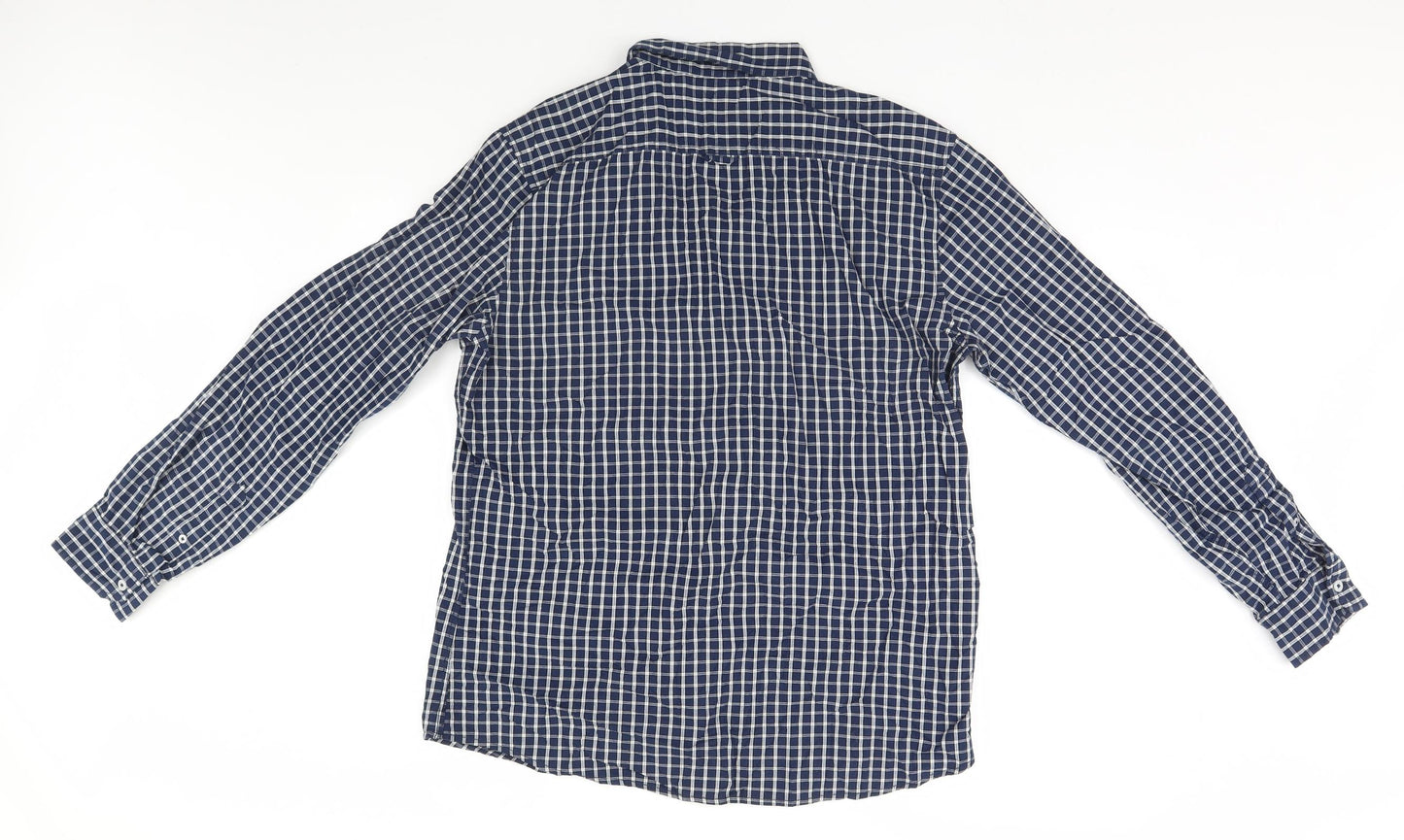 TU Mens Blue Plaid   Button-Up Size M