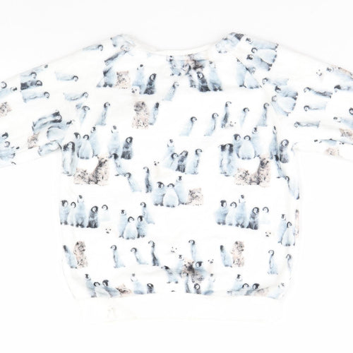 NEXT Girls White Animal Print  Pullover Jumper Size 6 Years  - Penguins