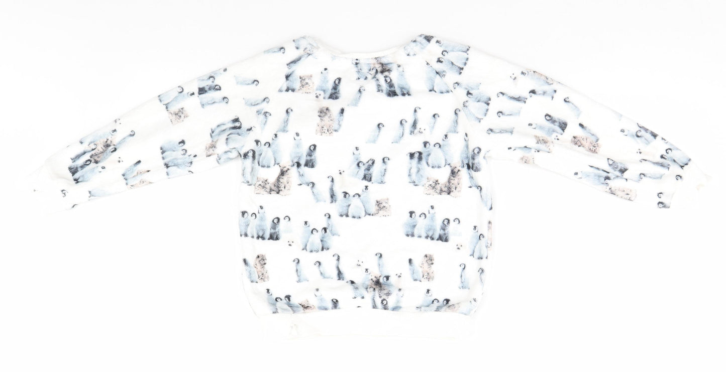 NEXT Girls White Animal Print  Pullover Jumper Size 6 Years  - Penguins