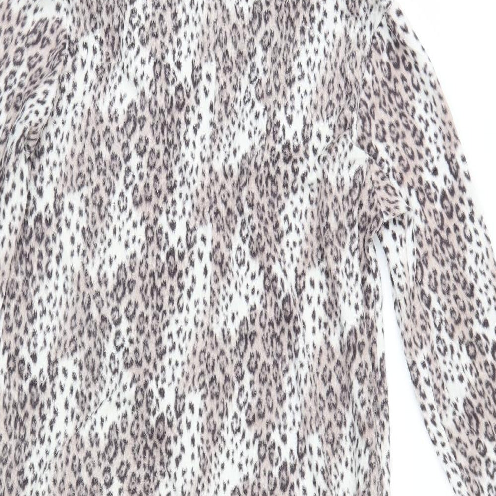 Preworn Womens Grey Animal Print   Bodysuit Size 12  - Onesie