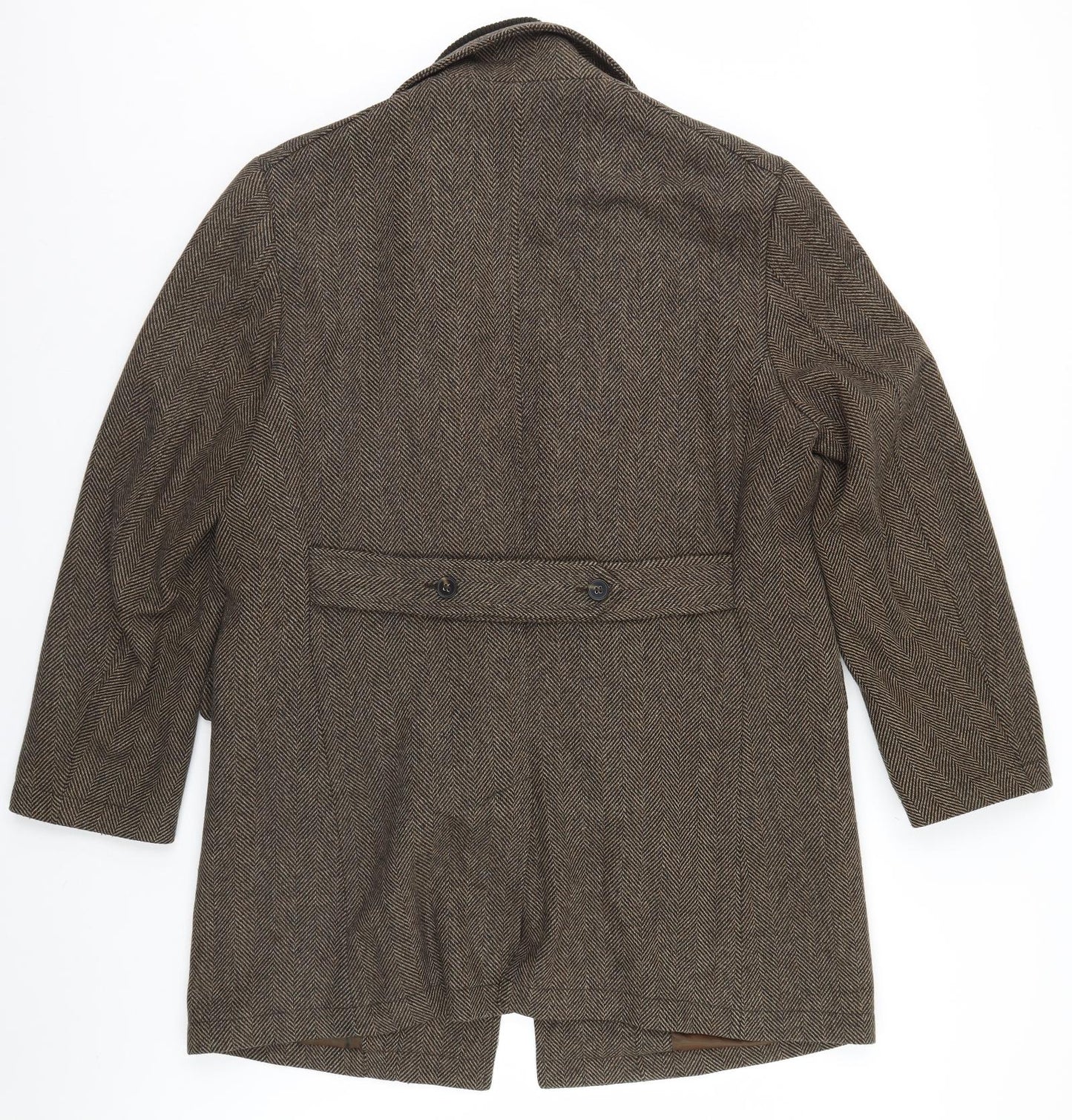 Marks and Spencer Mens Brown Herringbone  Overcoat Coat Size XL