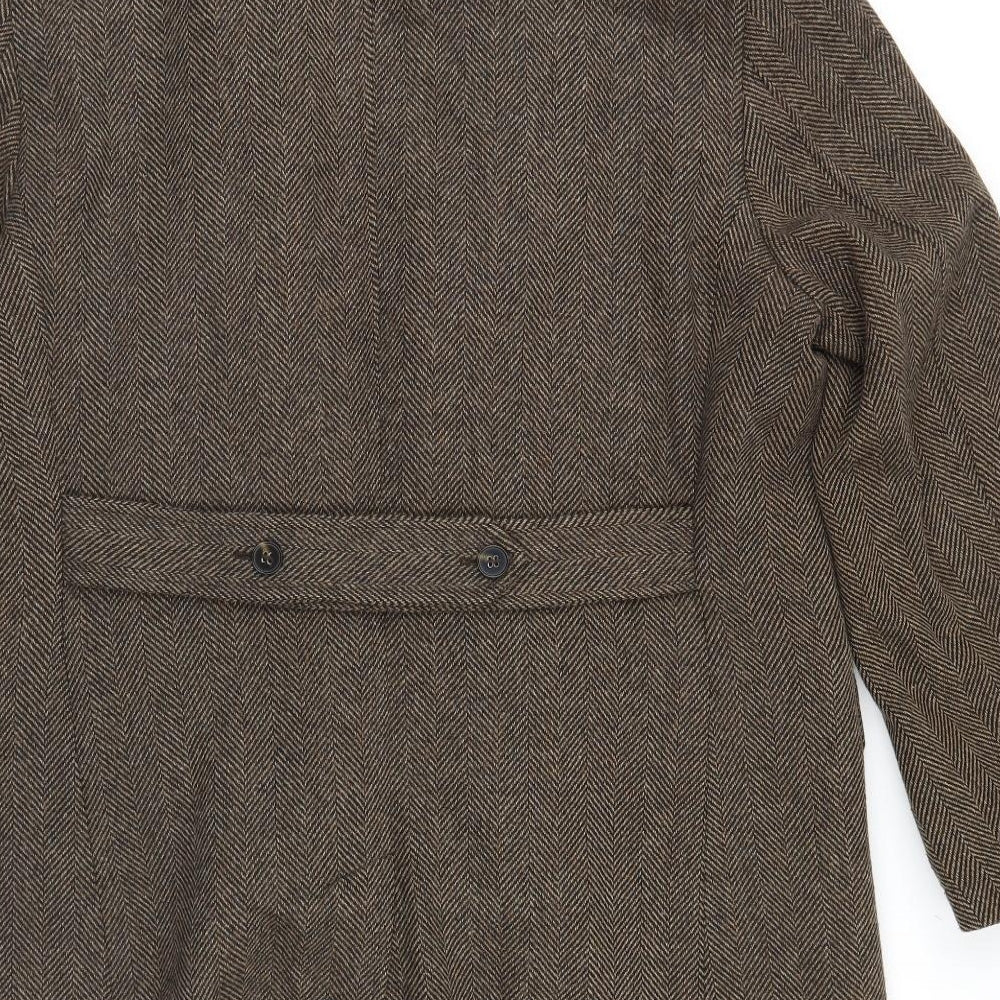 Marks and Spencer Mens Brown Herringbone  Overcoat Coat Size XL