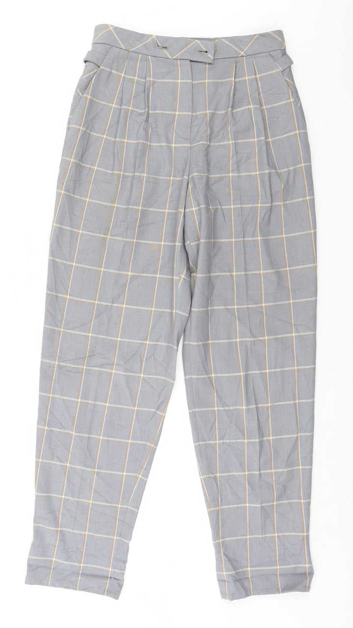 Topshop Womens Grey Plaid Trousers Size 6 L27 in