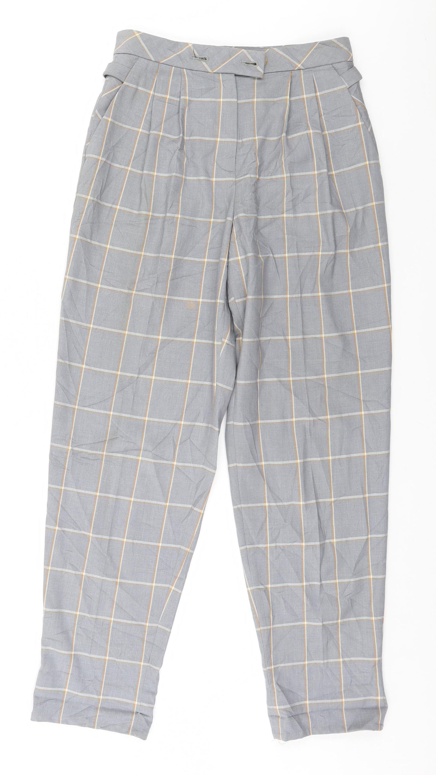 Topshop Womens Grey Plaid  Trousers  Size 6 L27 in
