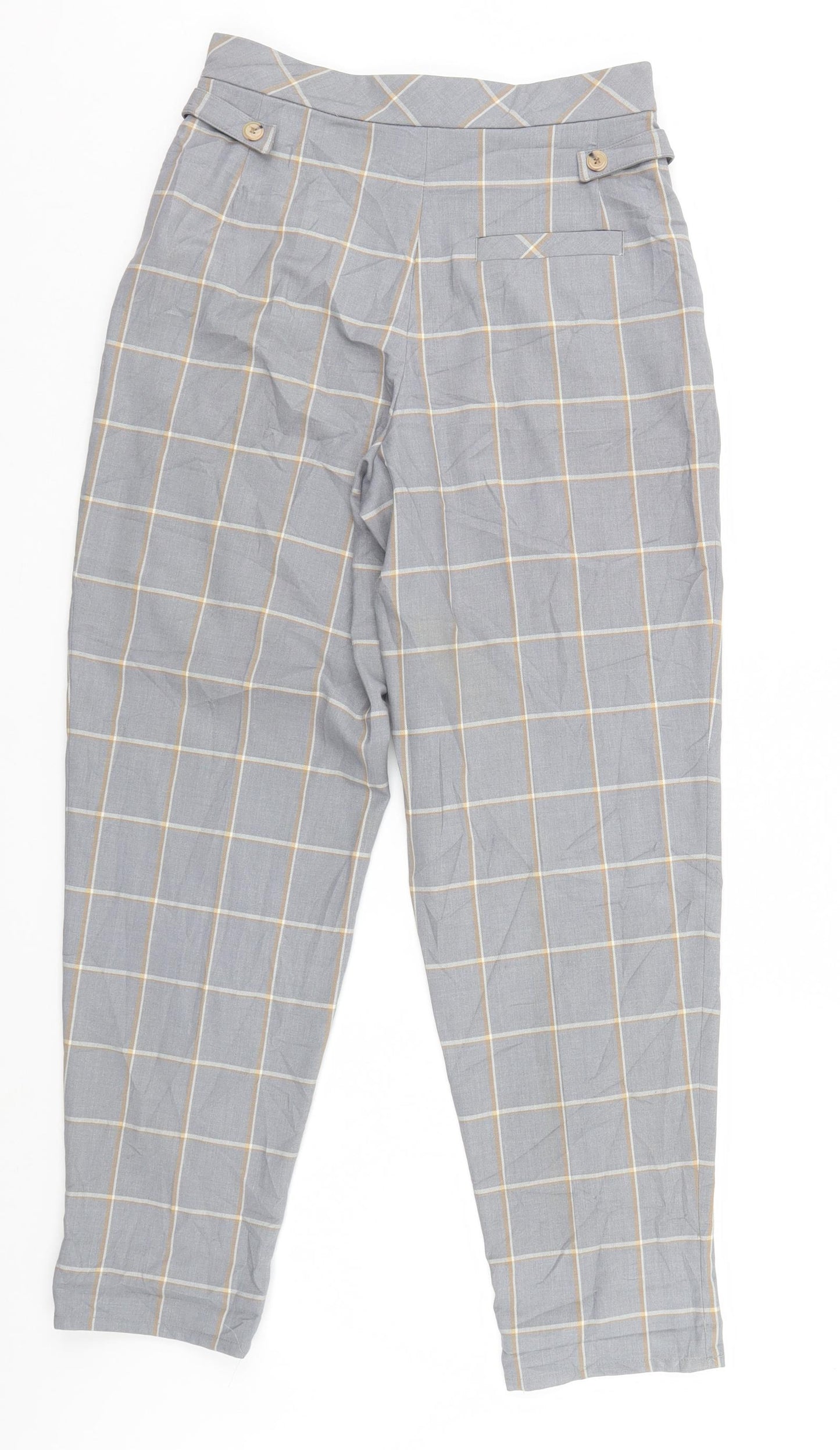 Topshop Womens Grey Plaid  Trousers  Size 6 L27 in