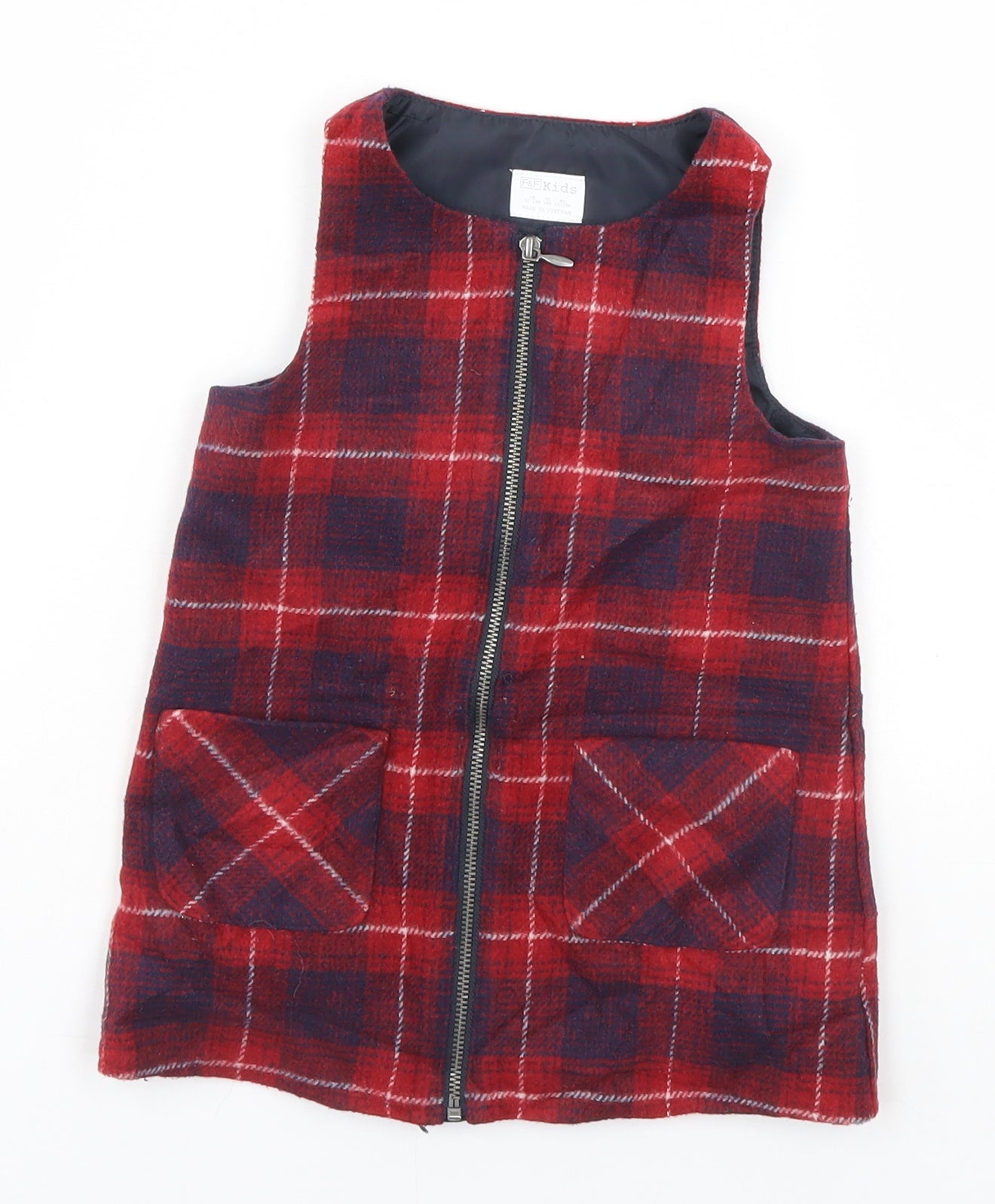 F&F Girls Red Plaid  Full Zip Jumper Size 12-18 Months