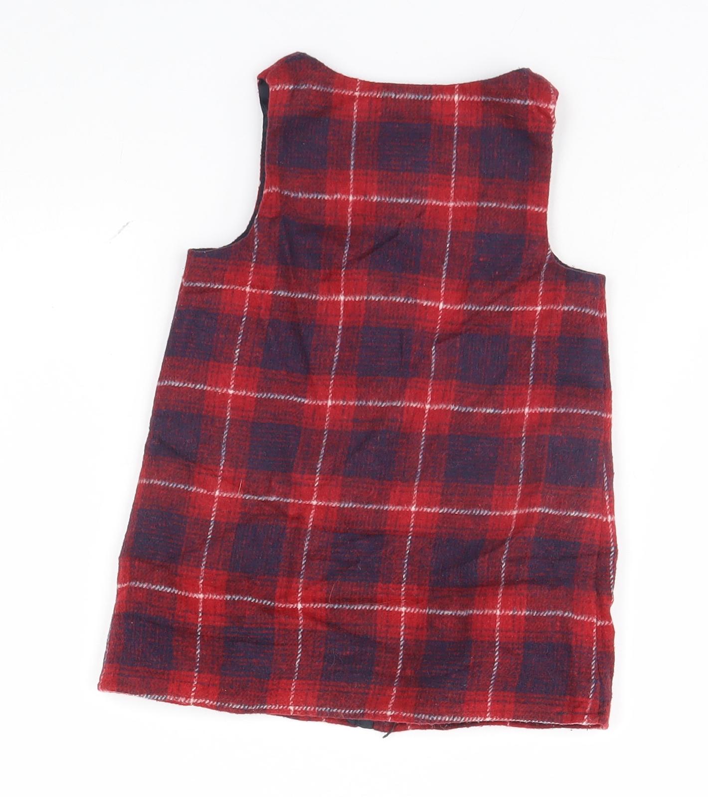 F&F Girls Red Plaid  Full Zip Jumper Size 12-18 Months