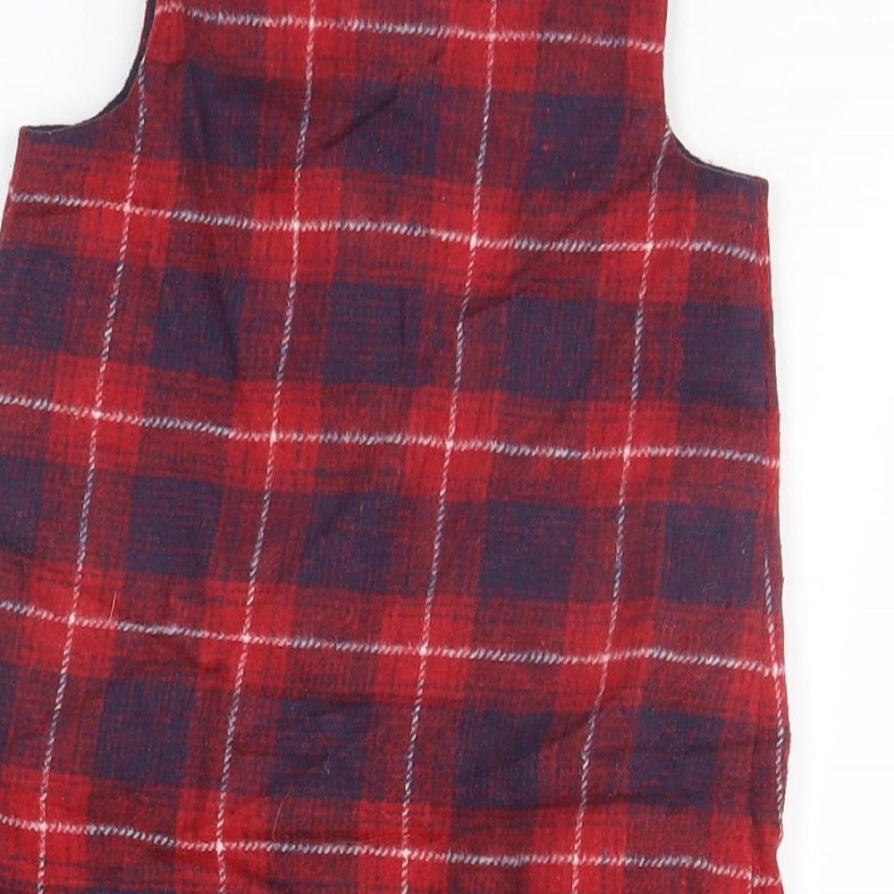 F&F Girls Red Plaid  Full Zip Jumper Size 12-18 Months