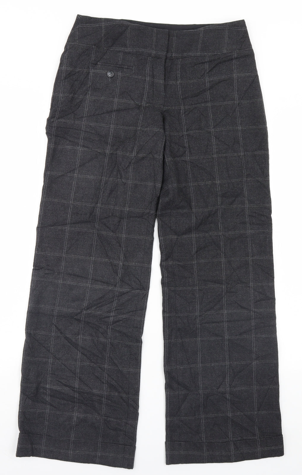 NEXT Womens Grey Plaid  Trousers  Size 8 L30 in