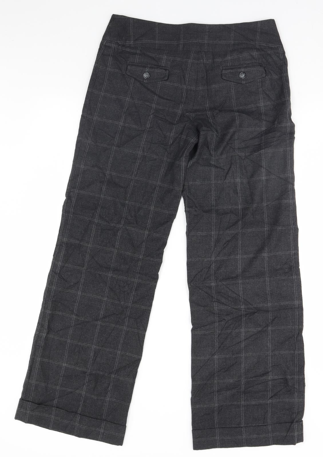 NEXT Womens Grey Plaid  Trousers  Size 8 L30 in