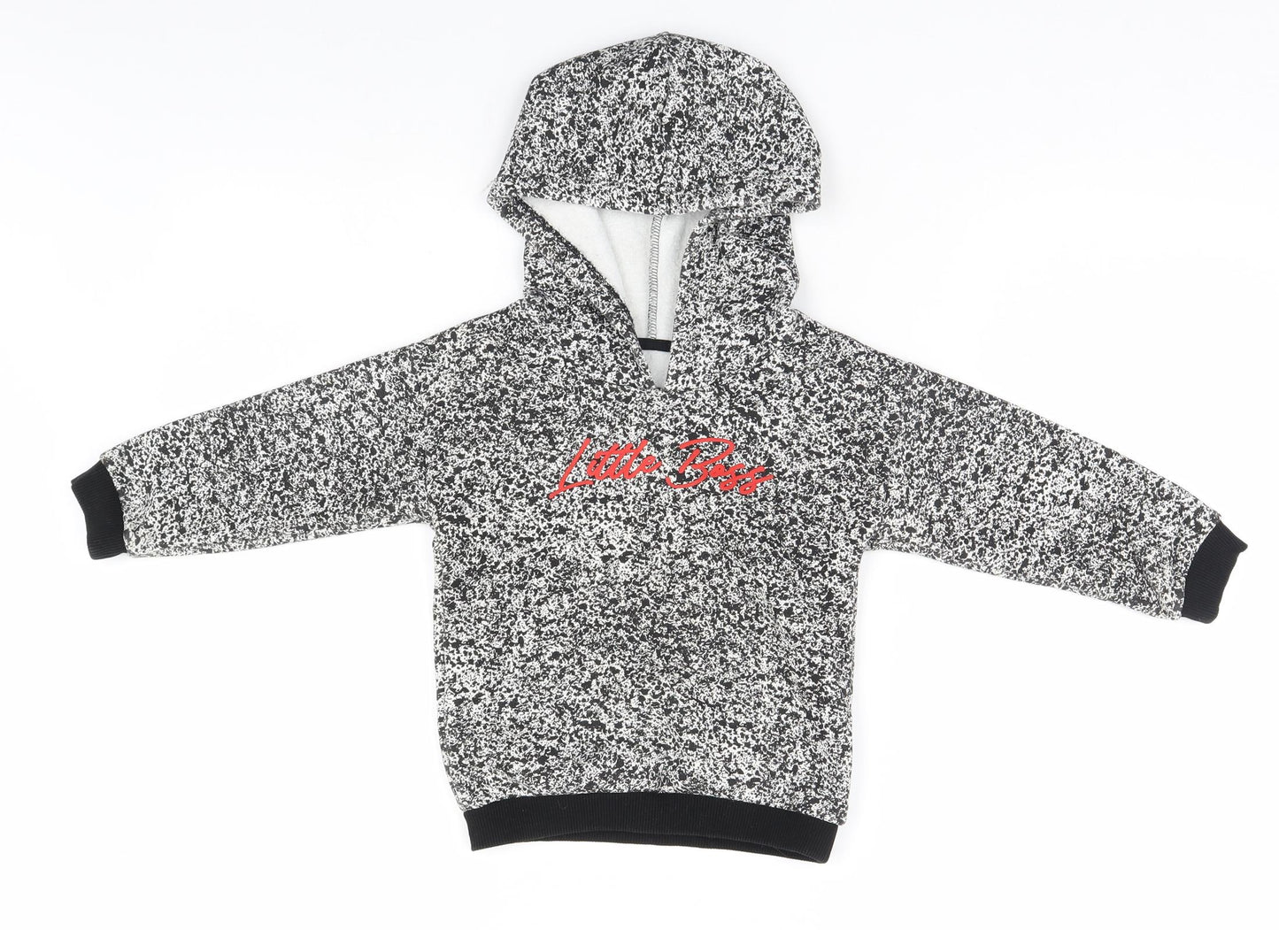 Matalan Boys White Animal Print  Pullover Hoodie Size 2-3 Years  - Little Boss