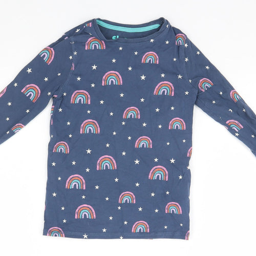 Marks and Spencer Boys Blue Geometric   Pyjama Top Size 5-6 Years  - Rainbow