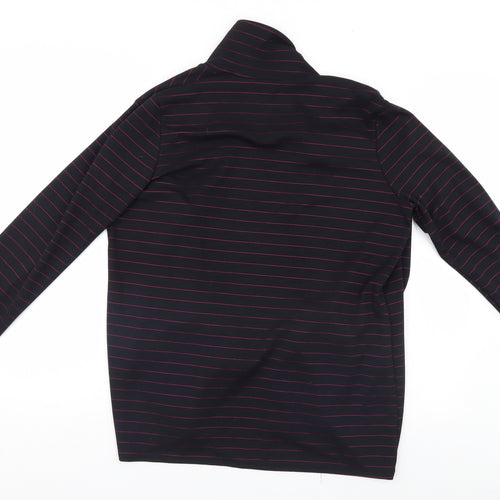 Preworn Womens Black Striped  Overcoat Coatigan Size 12