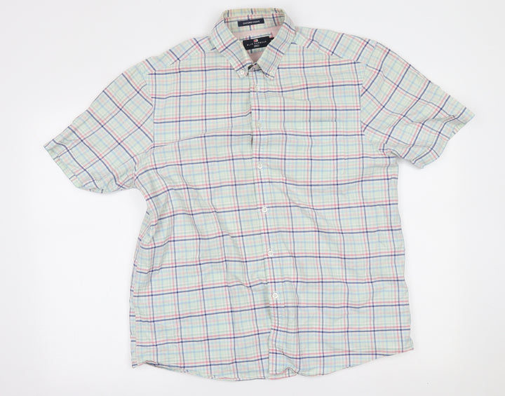 M&S Mens Green Plaid Button-Up Size M