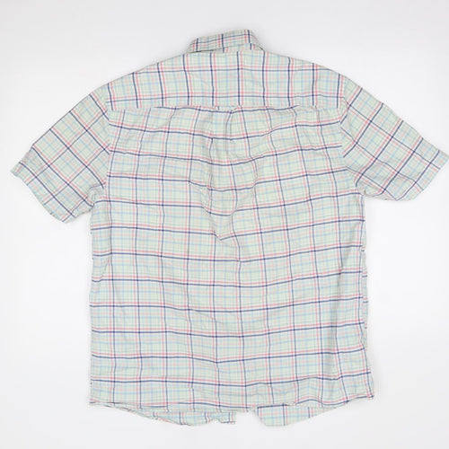 M&S Mens Green Plaid   Button-Up Size M