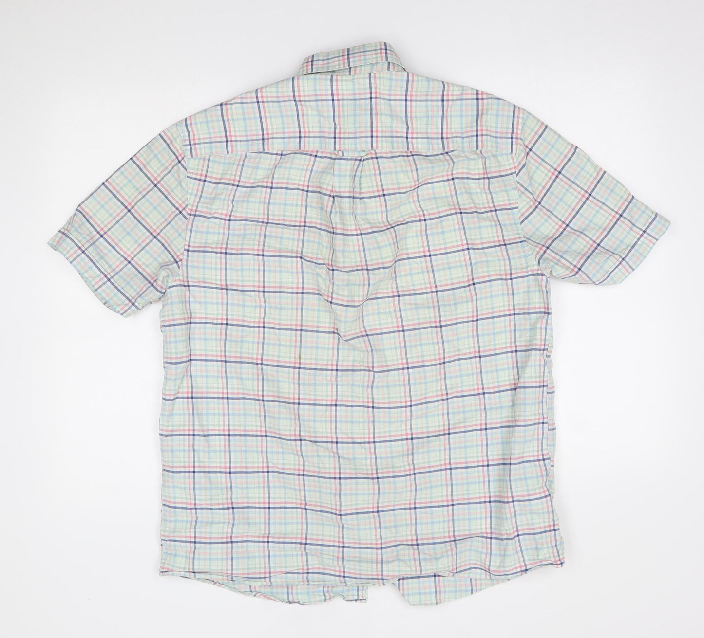 M&S Mens Green Plaid   Button-Up Size M