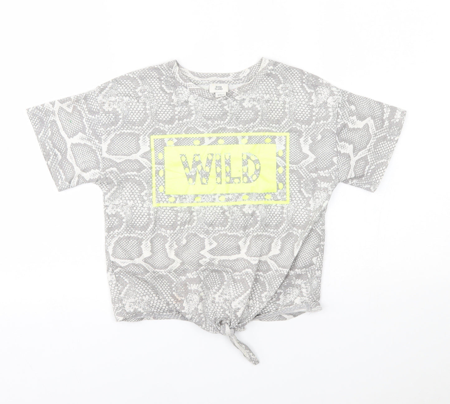 River Island Girls Grey   Basic T-Shirt Size 7-8 Years  - wild