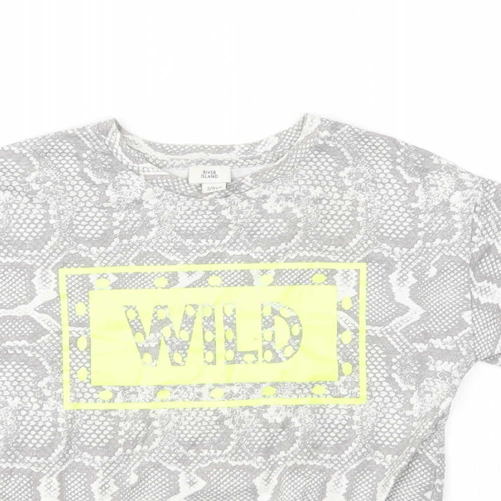 River Island Girls Grey   Basic T-Shirt Size 7-8 Years  - wild