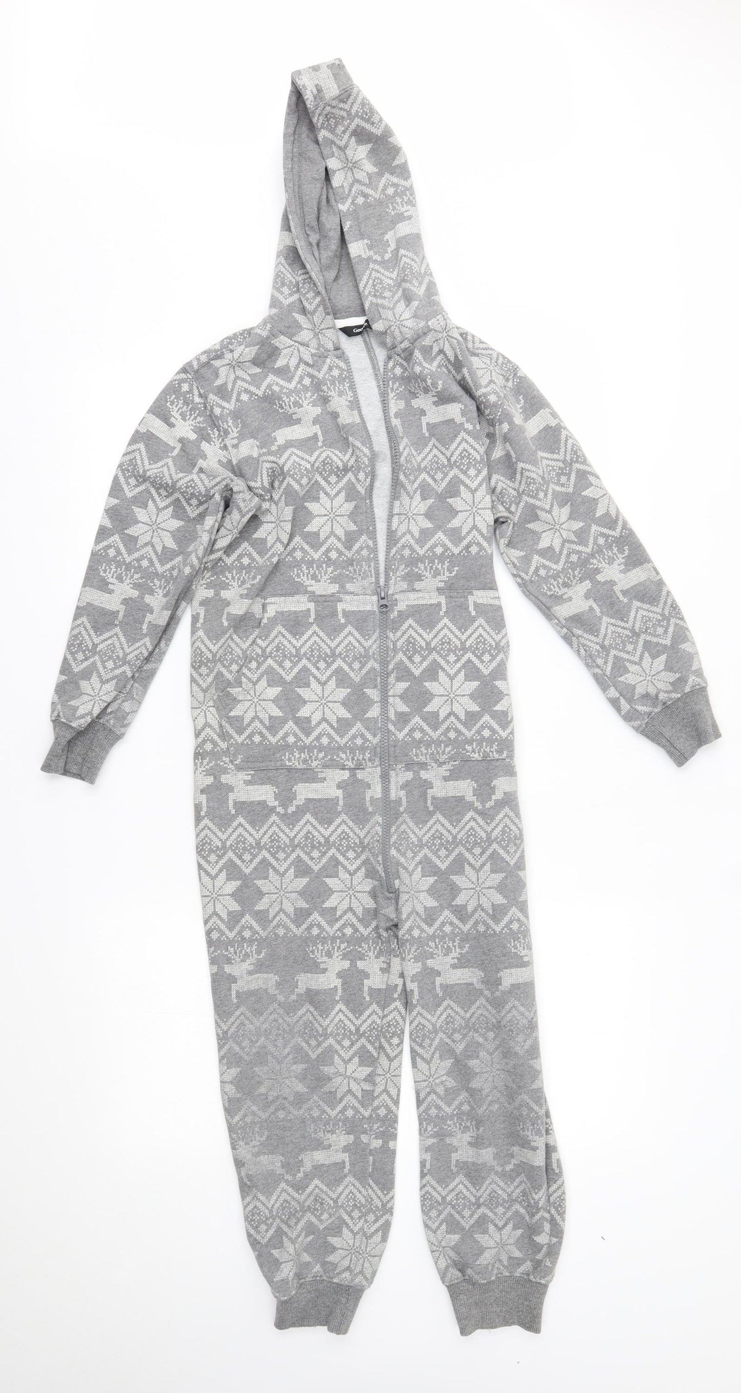 George Girls Grey Fair Isle   One Piece Size 8-9 Years