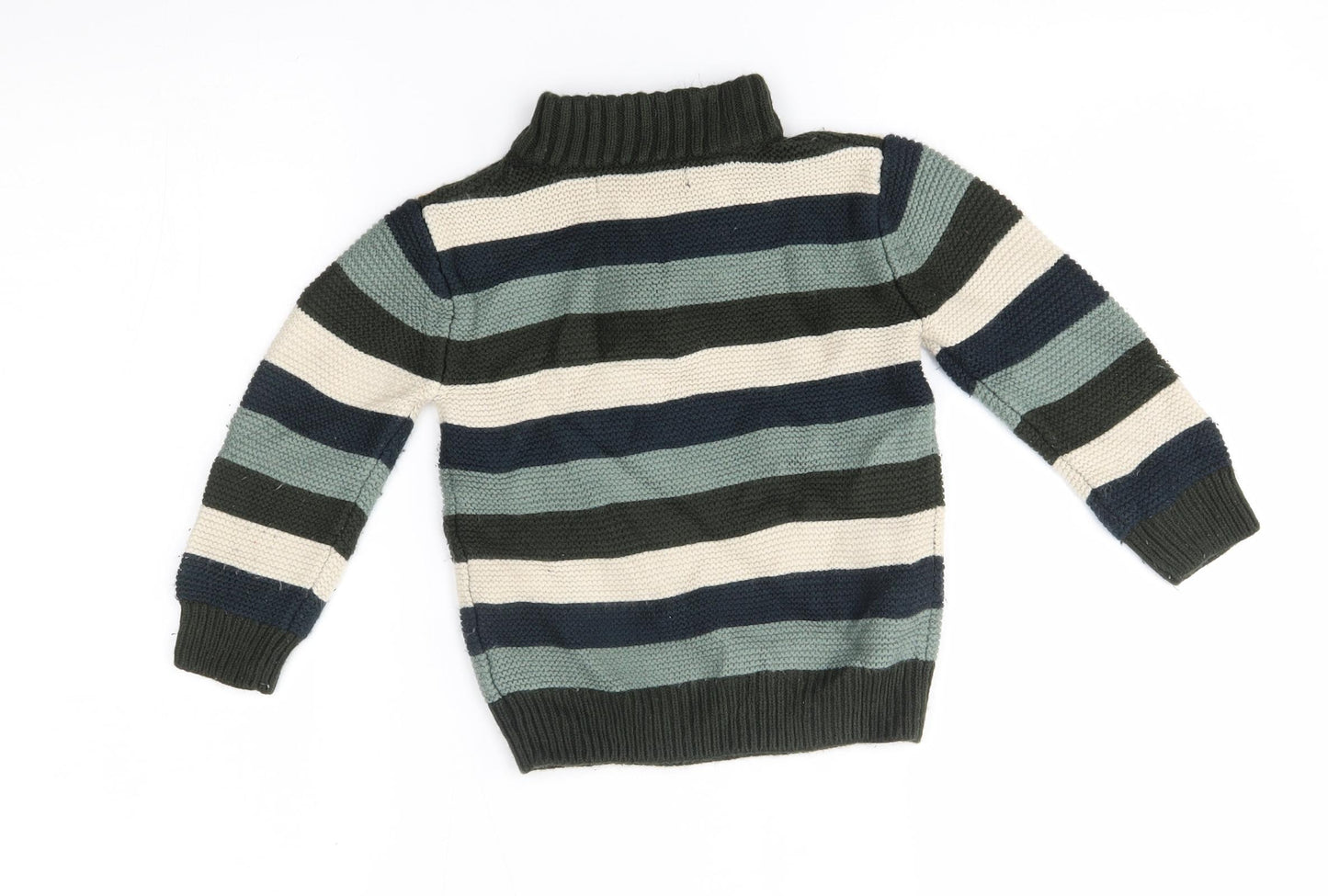 George Boys Green Striped  Pullover Jumper Size 3-4 Years