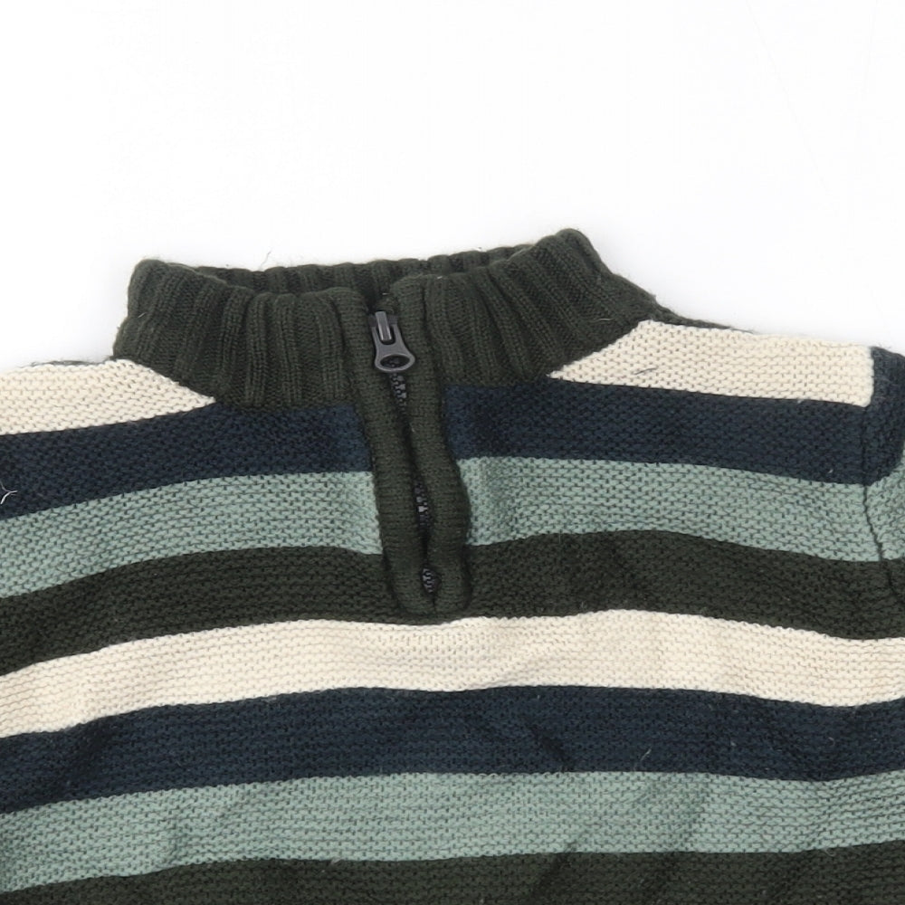 George Boys Green Striped  Pullover Jumper Size 3-4 Years