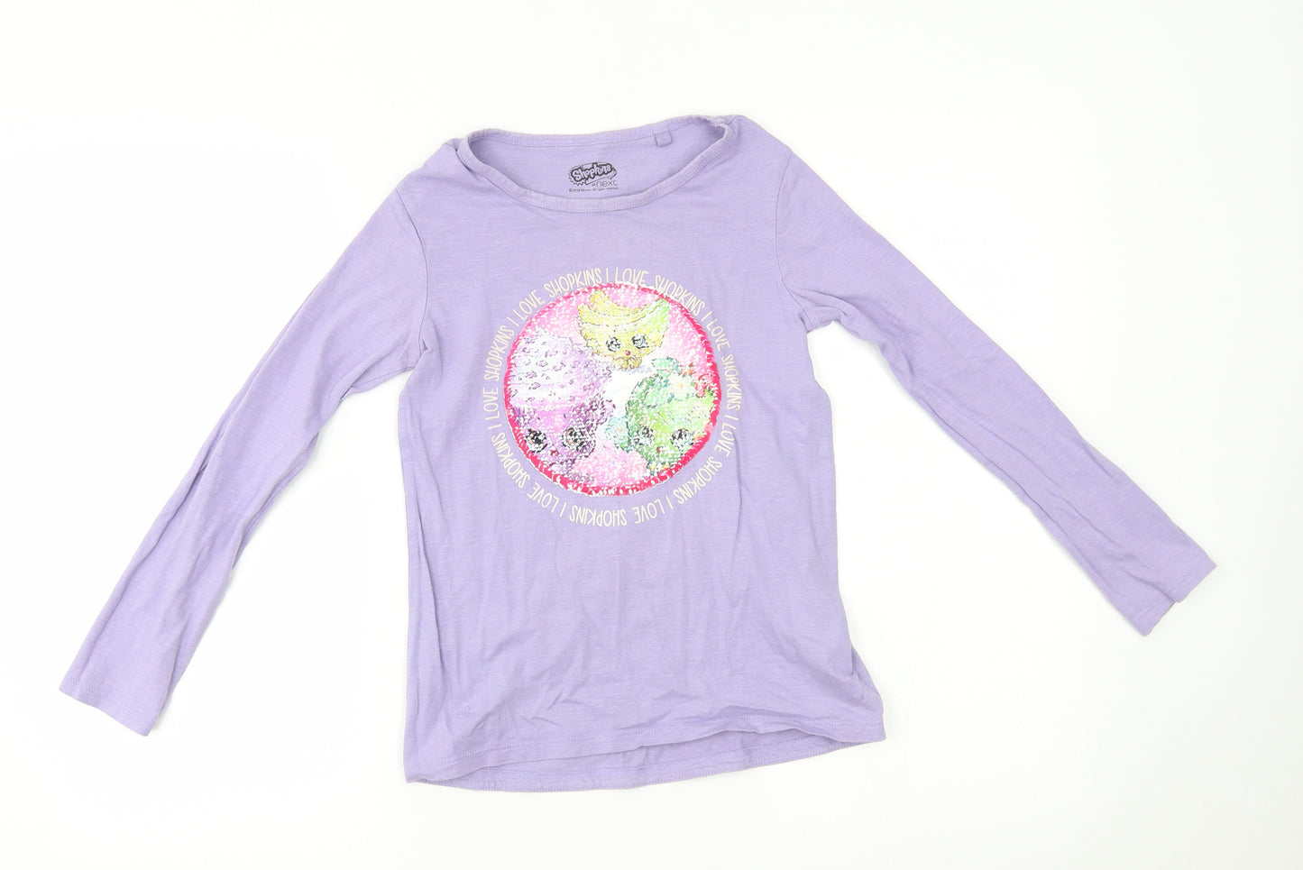 NEXT Girls Purple   Basic T-Shirt Size 9 Years  - reversible sequins