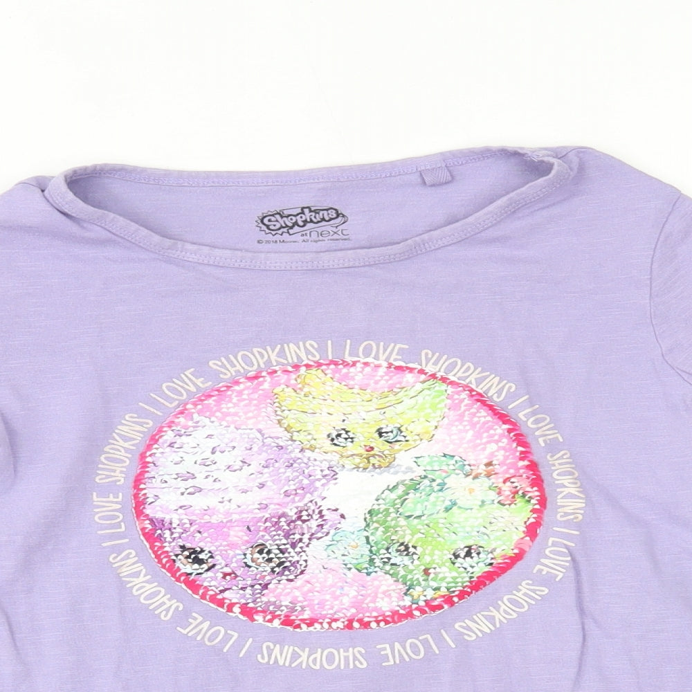NEXT Girls Purple   Basic T-Shirt Size 9 Years  - reversible sequins