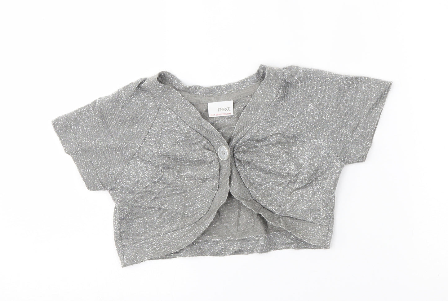 NEXT Girls Silver   Shrug Jumper Size 5-6 Years