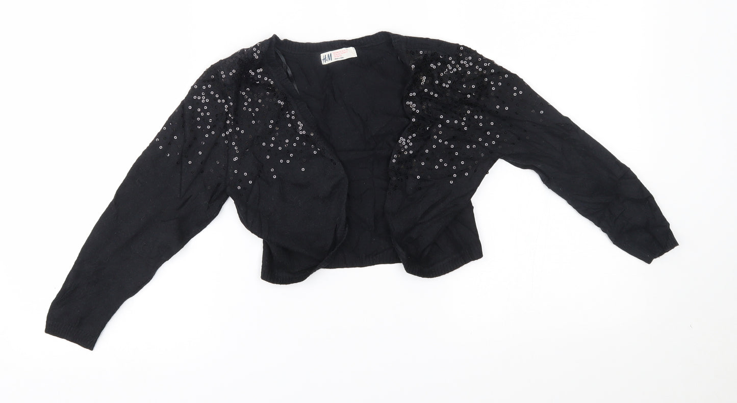 H&M Girls Black   Cardigan Jumper Size 10-11 Years