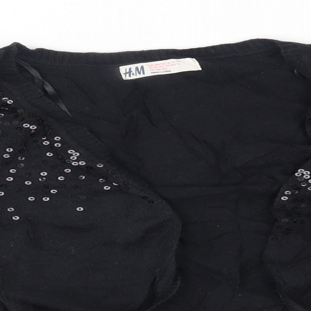 H&M Girls Black   Cardigan Jumper Size 10-11 Years