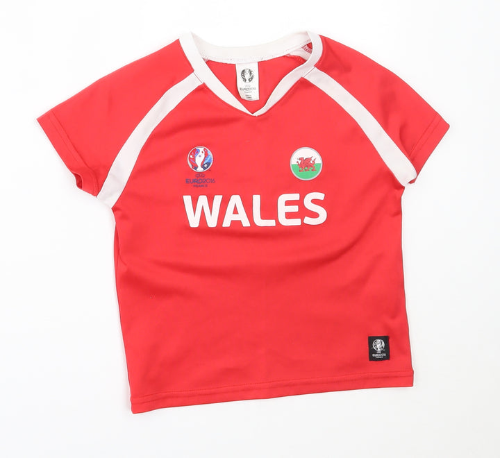 Euro 2016 Boys Red   Basic T-Shirt Size 3-4 Years  - wales