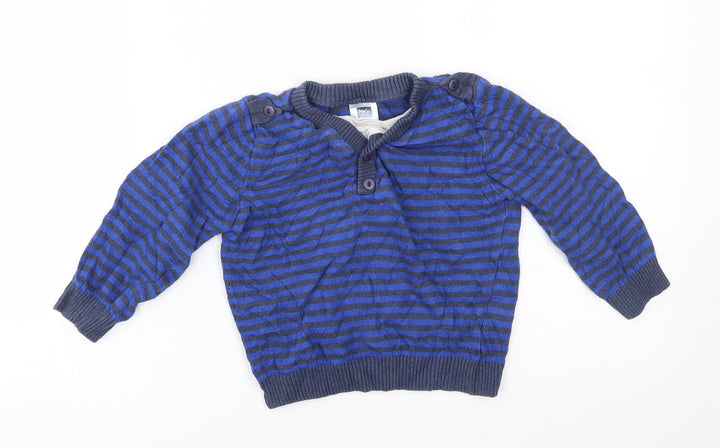 M&Co Boys Blue Striped Pullover Jumper Size 4-5 Years