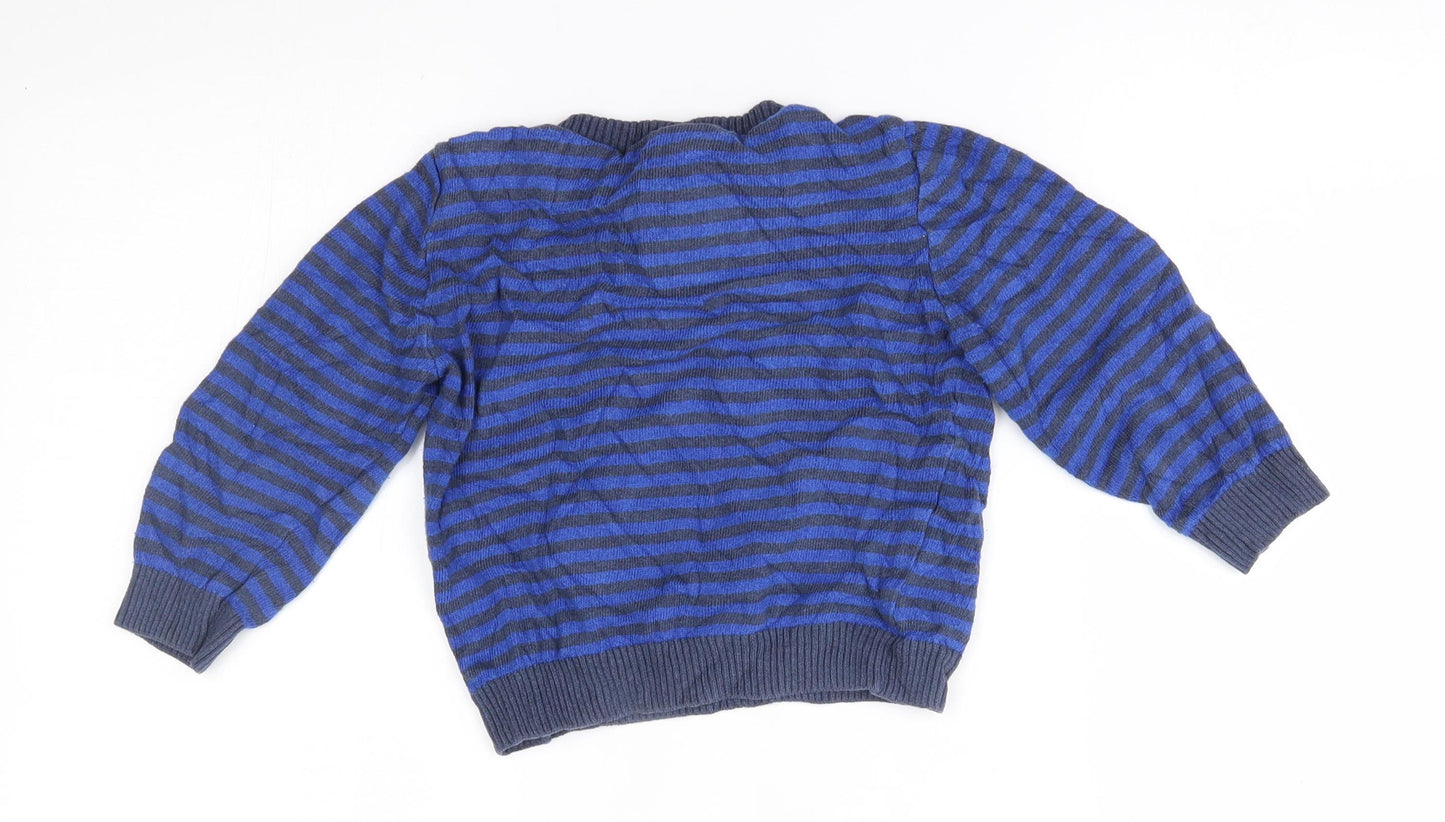 M&Co Boys Blue Striped  Pullover Jumper Size 4-5 Years