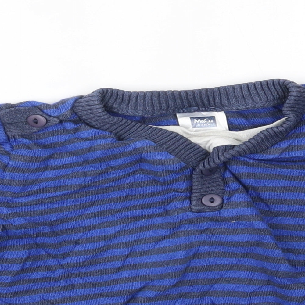 M&Co Boys Blue Striped  Pullover Jumper Size 4-5 Years