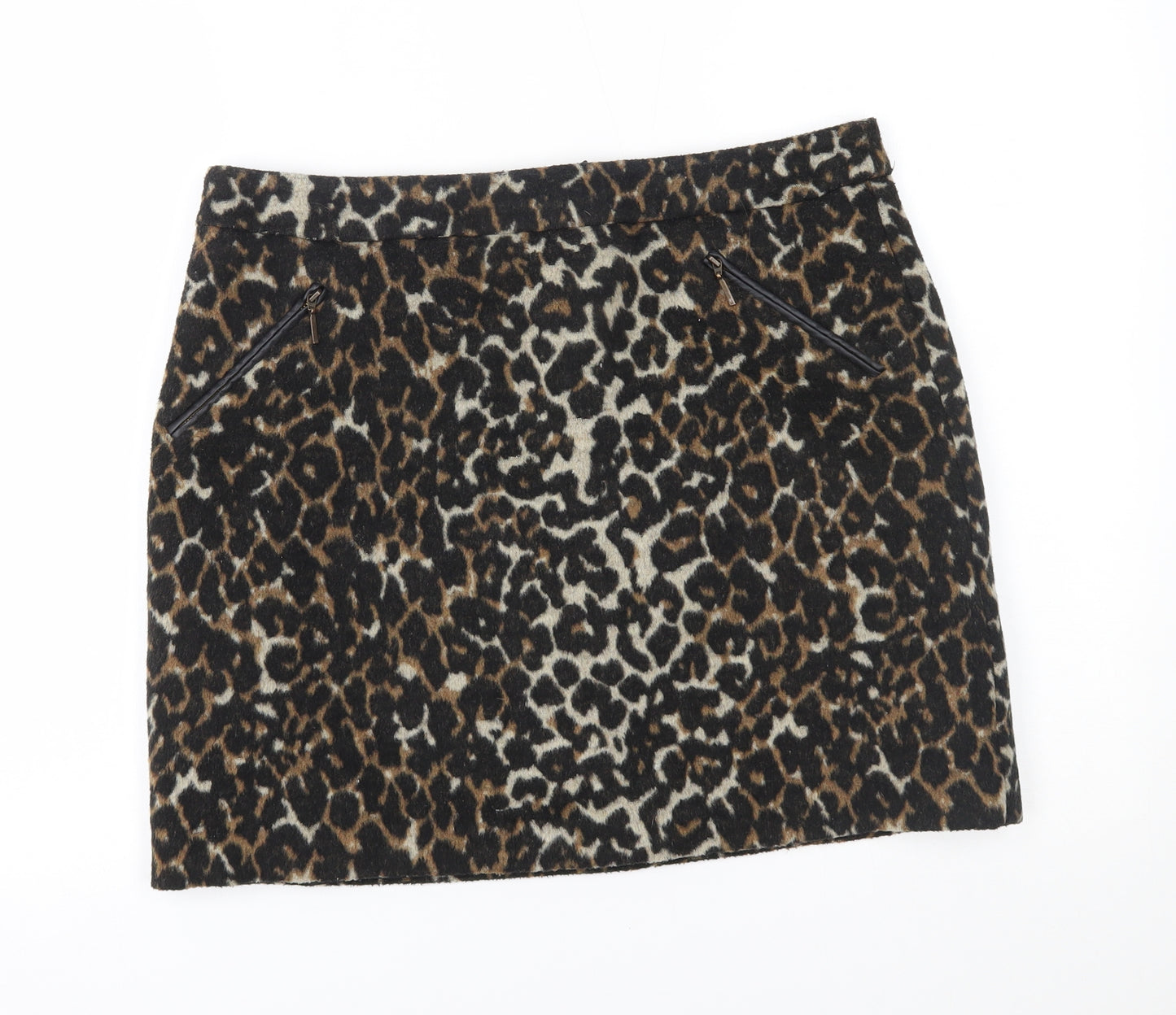 George Womens Brown Animal Print  A-Line Skirt Size 14
